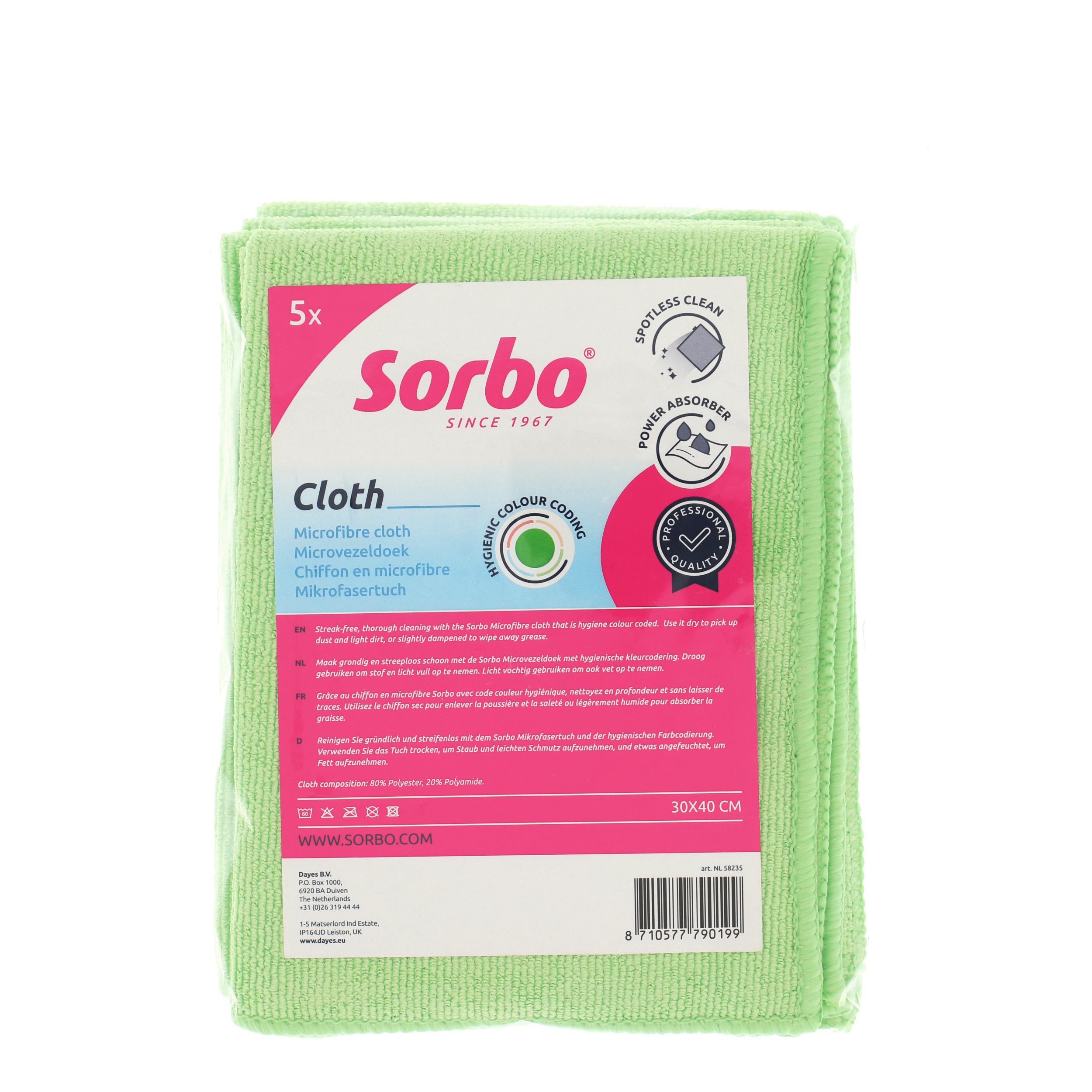Professionele microvezeldoeken groen 30x40 cm, 5 stuks