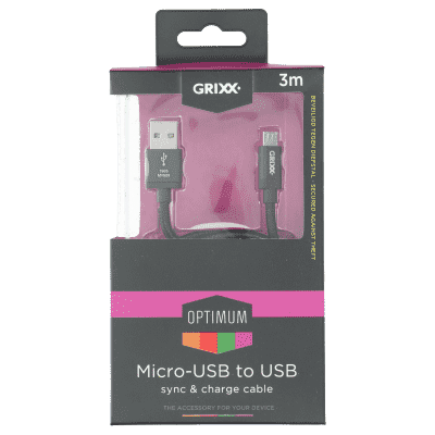 Grixx Cable Micro USB to USB-A 3M Black
