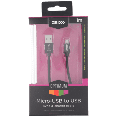 Grixx Cable Micro USB to USB-A 1M Black