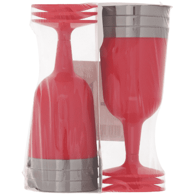 Wine Glass Warm Red Metalized Rim