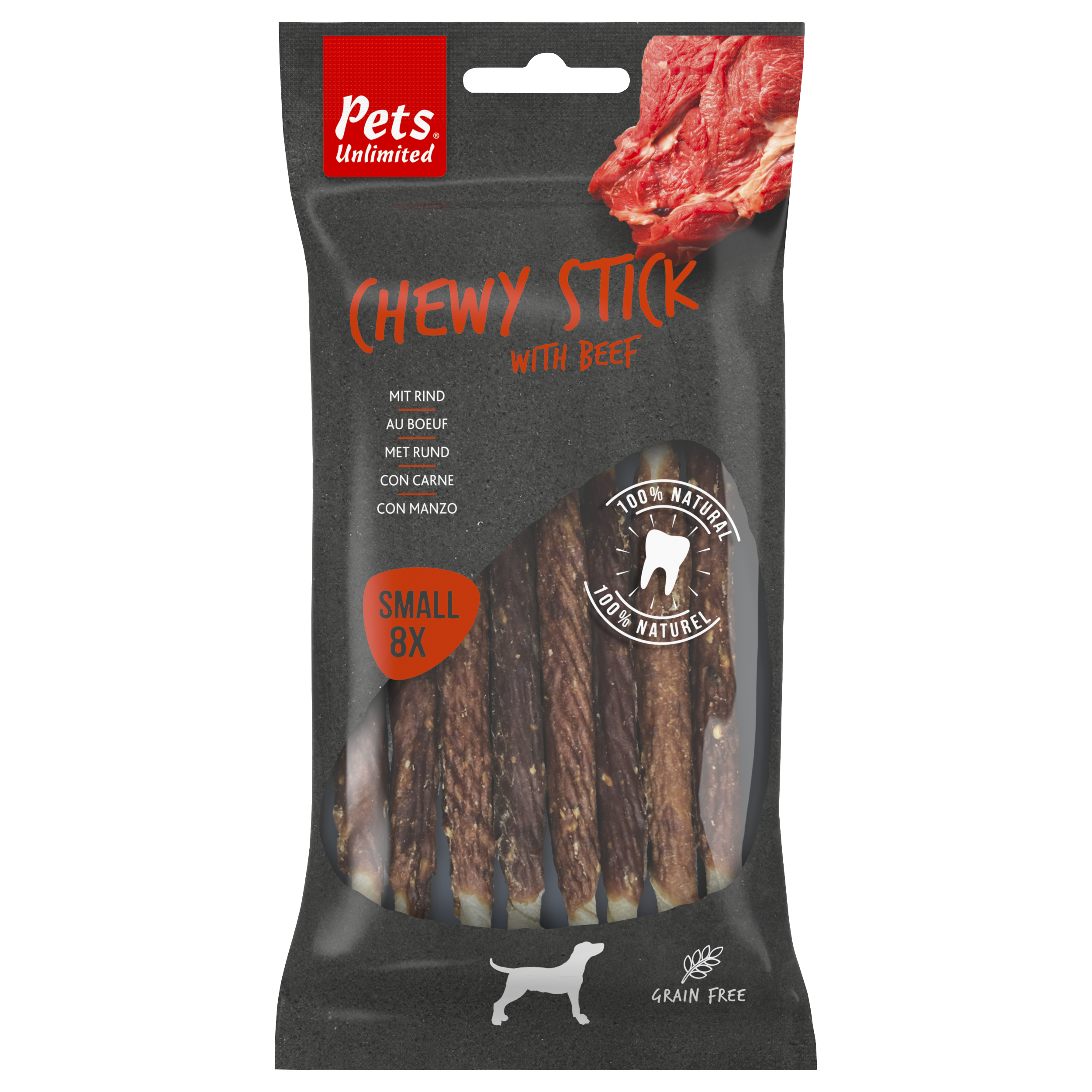 Chewy sticks with beef small, 8 pieces