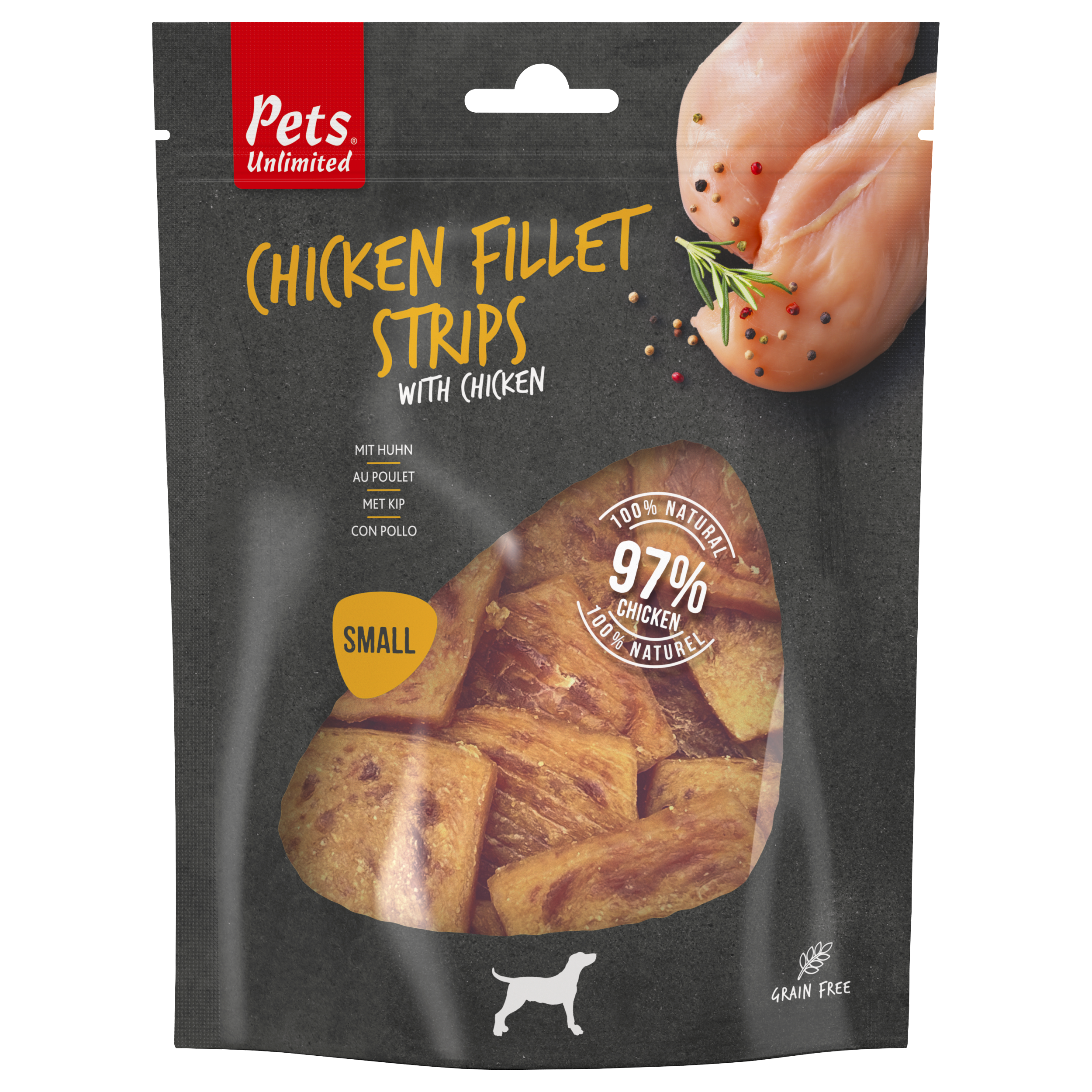 Pets Unlimited Chicken Strips Kip Small 150g