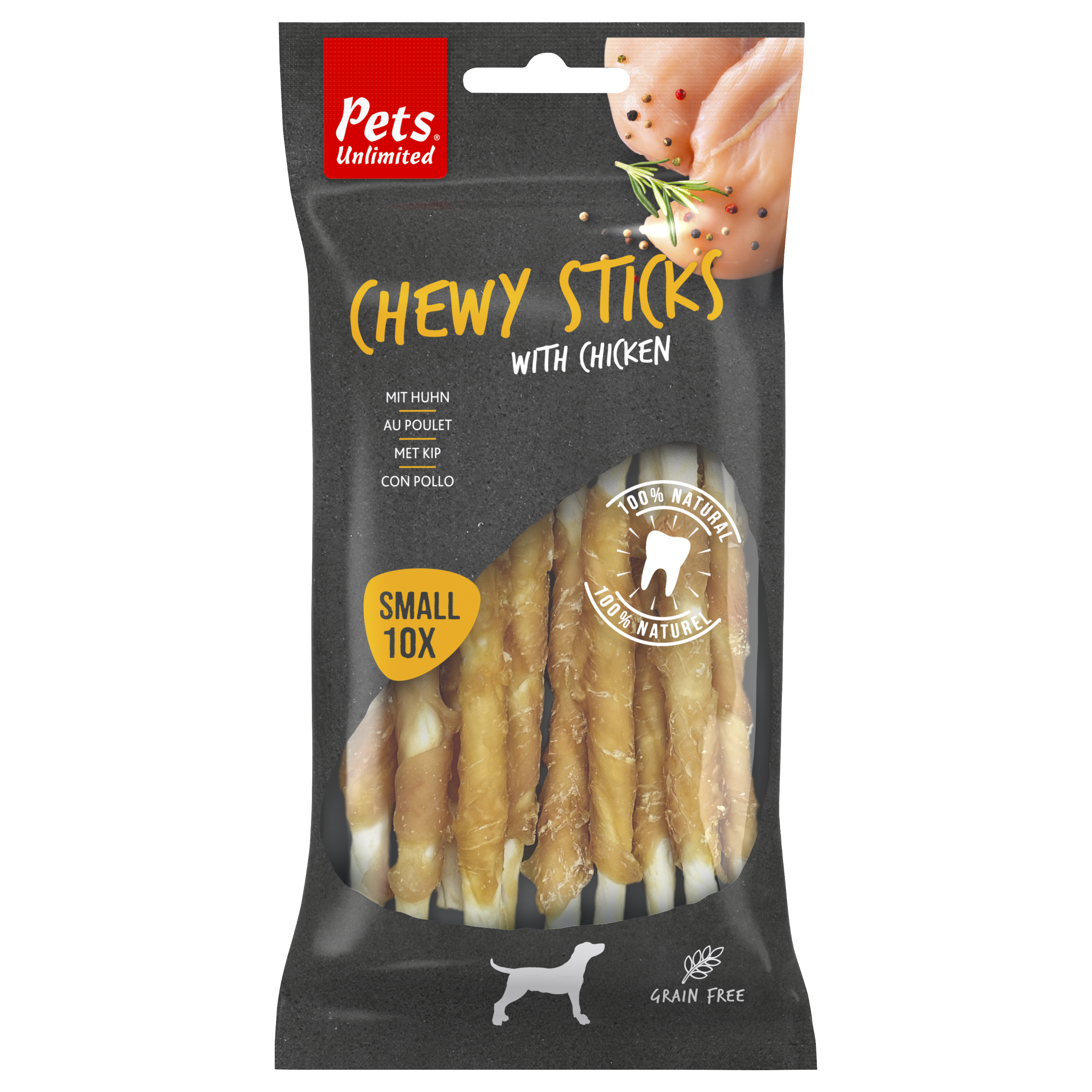 Pets Unlimited Chewy Sticks Kip Small 100g
