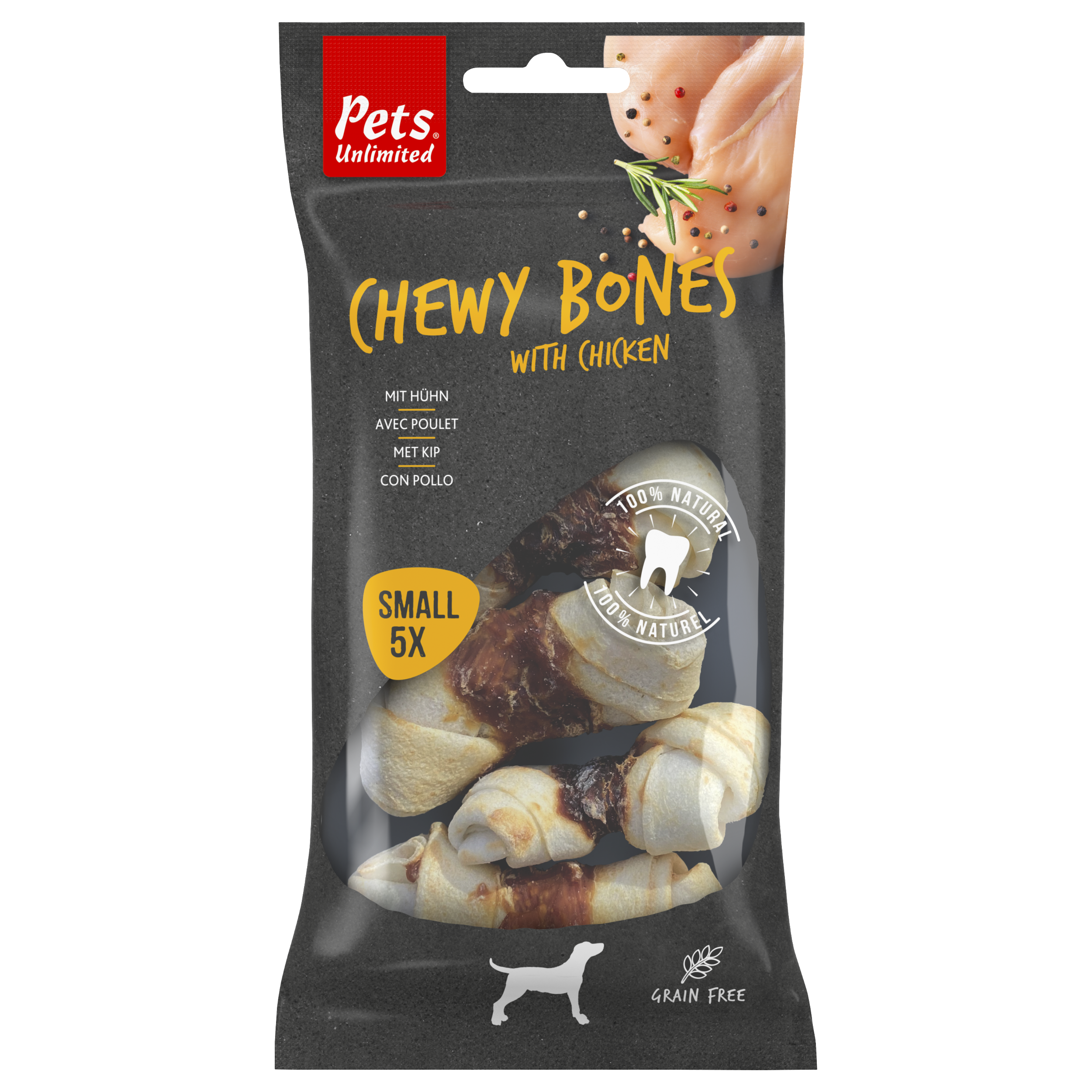 Chewy bones kip small, 5 stuks