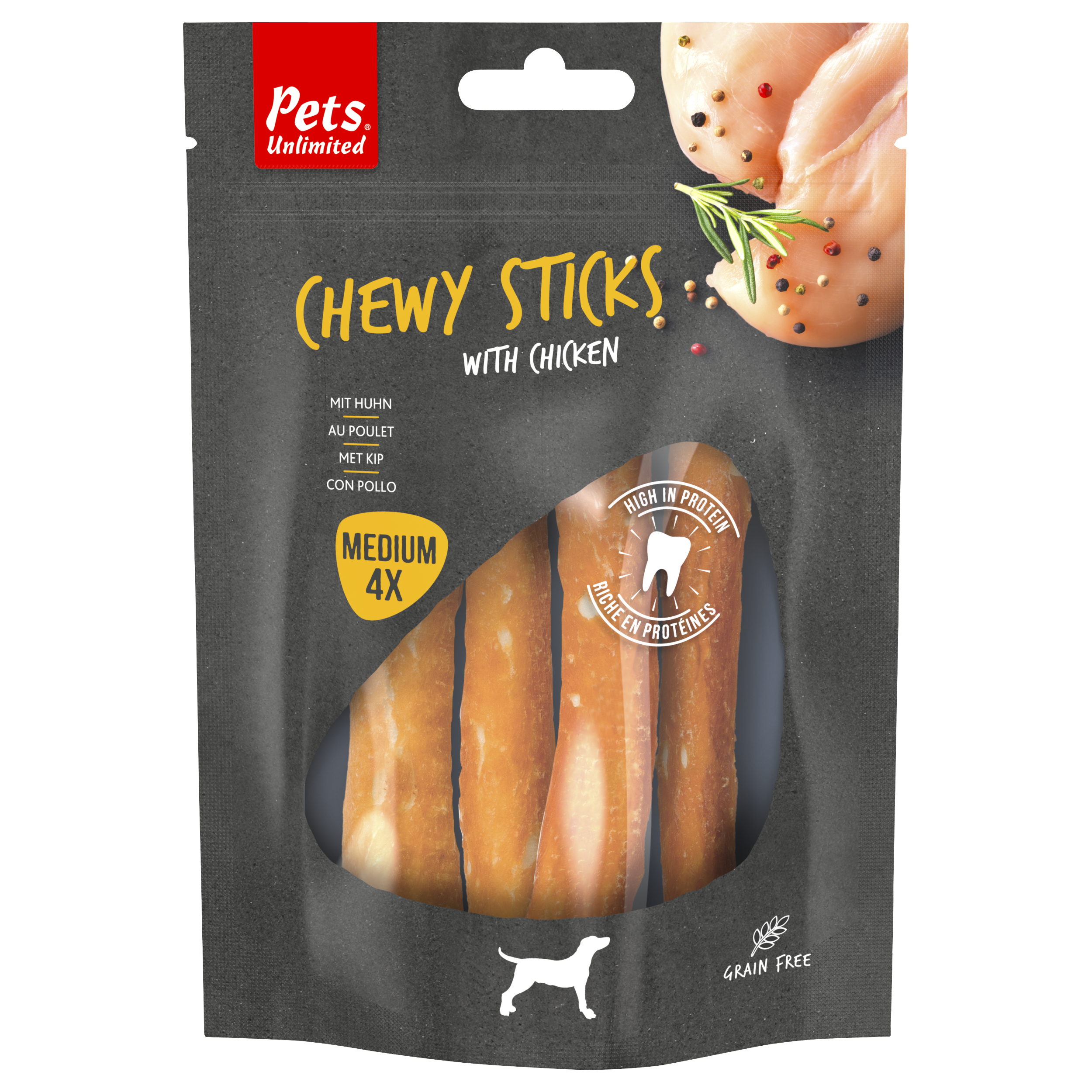 Pets Unlimited Chewy Sticks Kip Medium 100g