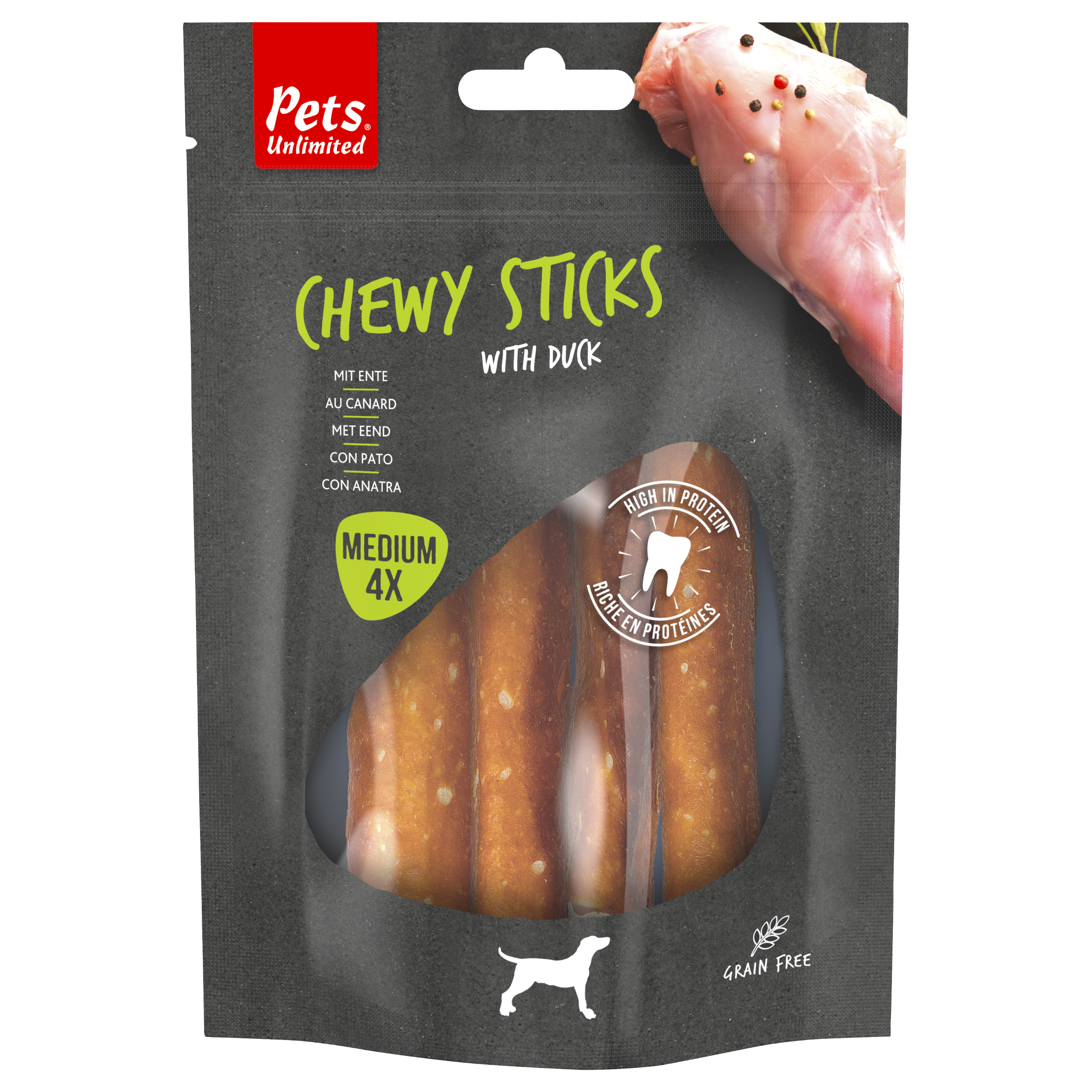 Chewy stick with duck medium, 4 pieces
