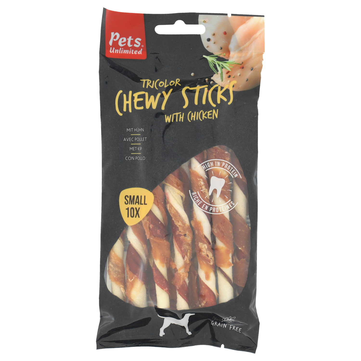Tricolor Chewy Sticks Small 10st
