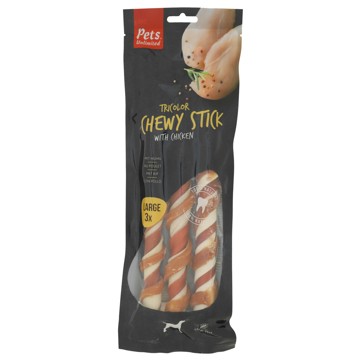 Tricolor Chewy Sticks Large 3st