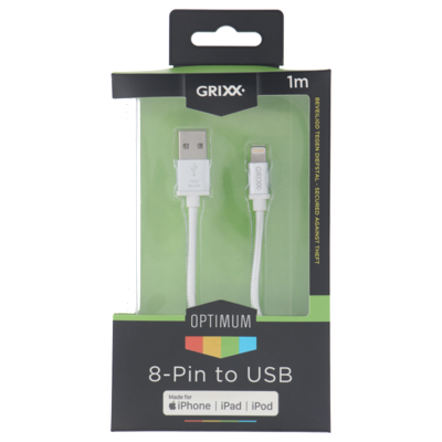 Grixx Cable Apple 8-pin to USB-A 1M Whit