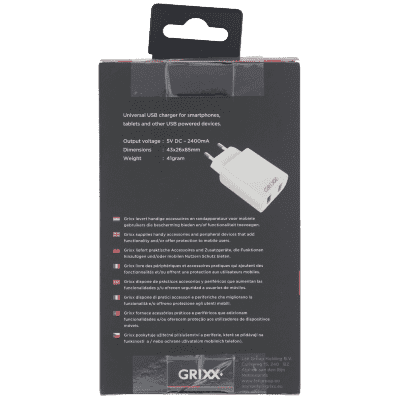 Grixx Adapter 220V Dual Usb Charger Wh.