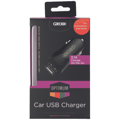 Grixx Car Charger 2X Usb 3.1A