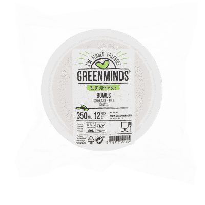 Greenminds schaaltjes 220 ml biologisch afbreekbaar, 12 stuks