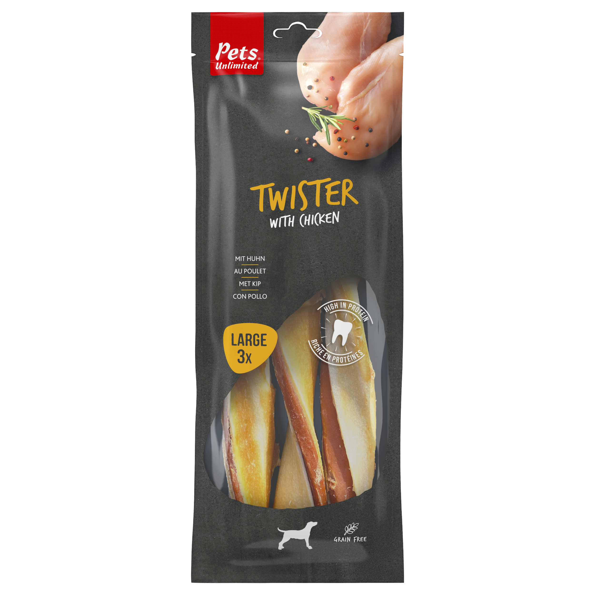 Pets Unlimited Twisters Chichen Large 210g