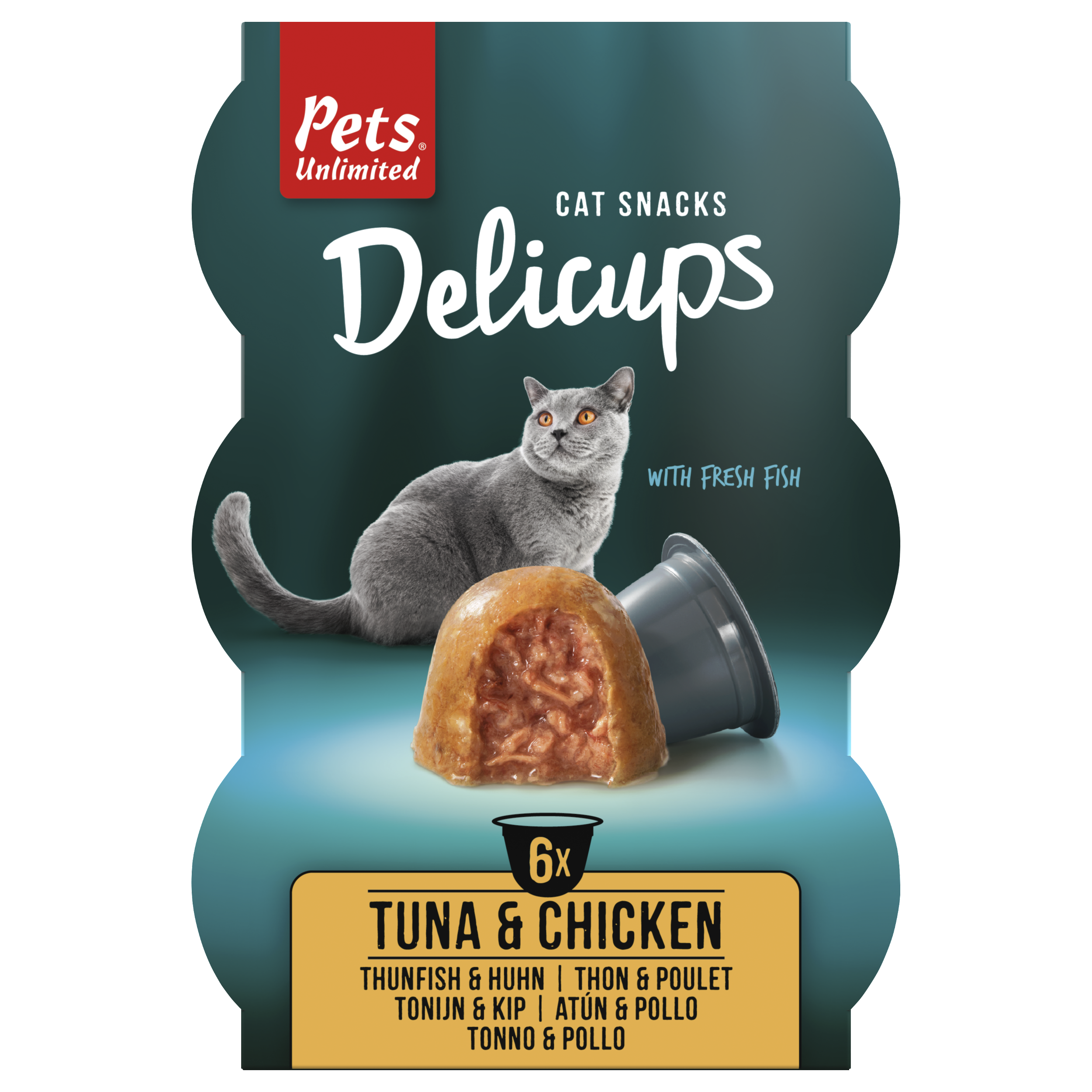 Delicups tonijn & kip, 6 stuks
