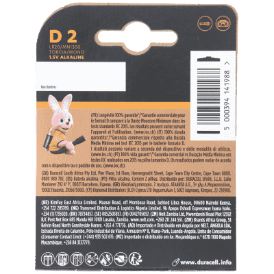 Duracell Alkaline Plus D X2ce