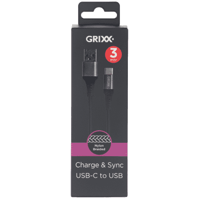 Grixx Cable USB-C to USB-A 3M Black