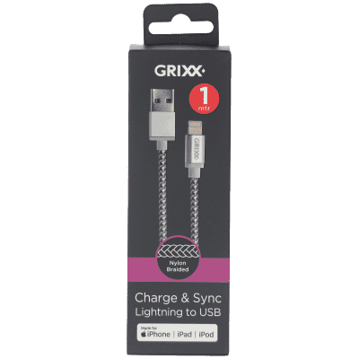 Grixx Cable Apple 8-pin to USB-A 1M Grey