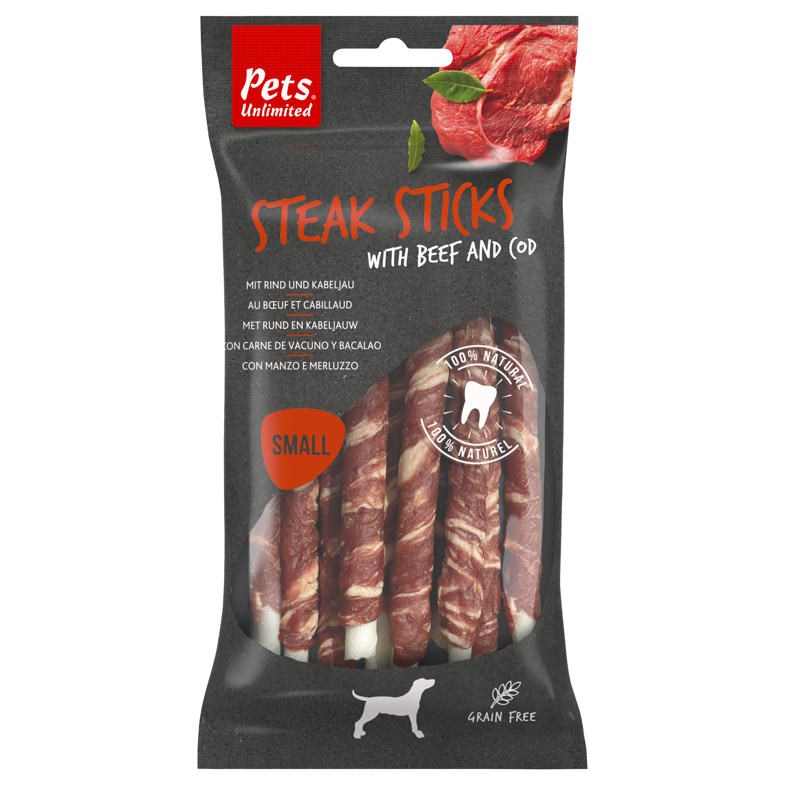 Steak Sticks beef and codfish small 90 grams