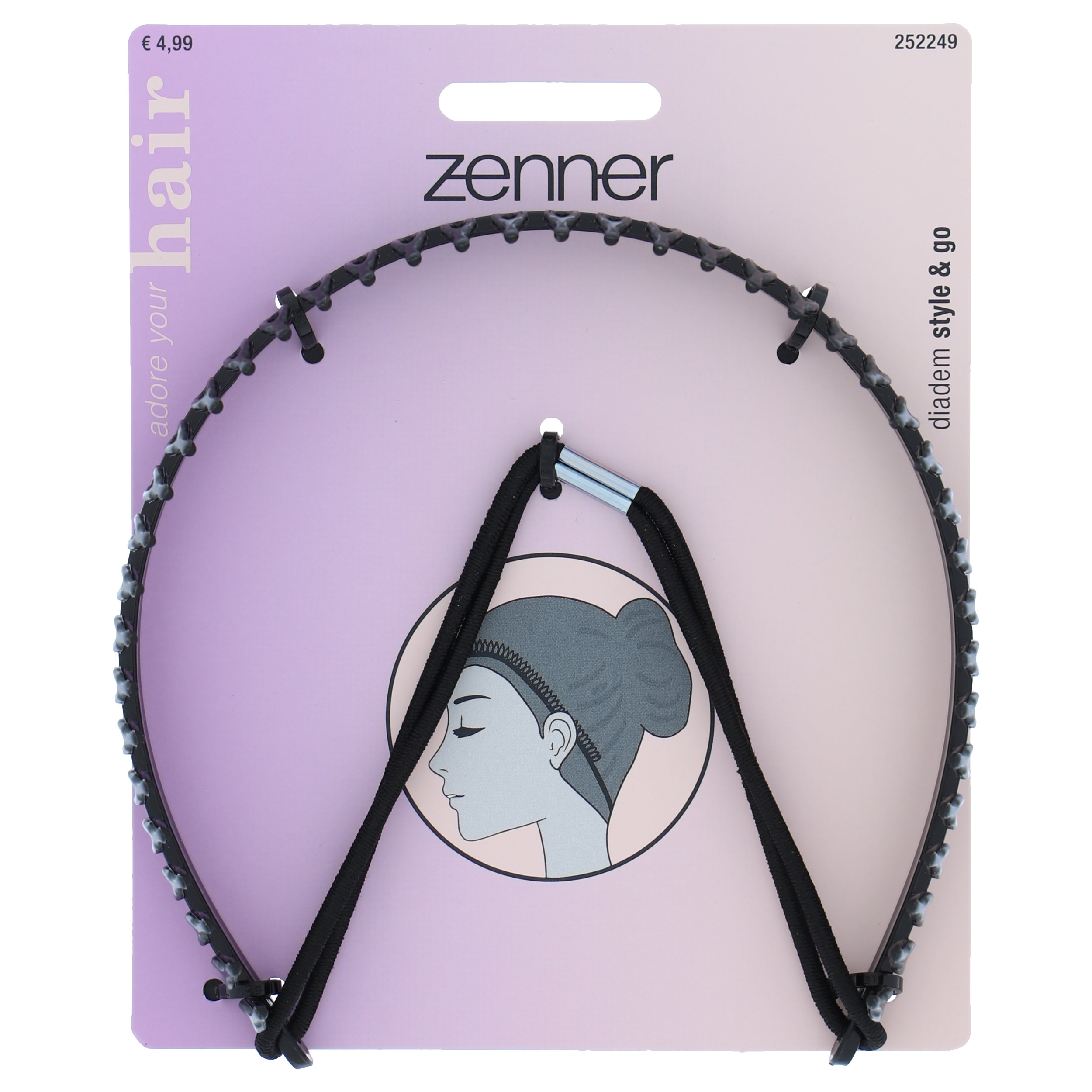 Diadeem met haarkam zwart