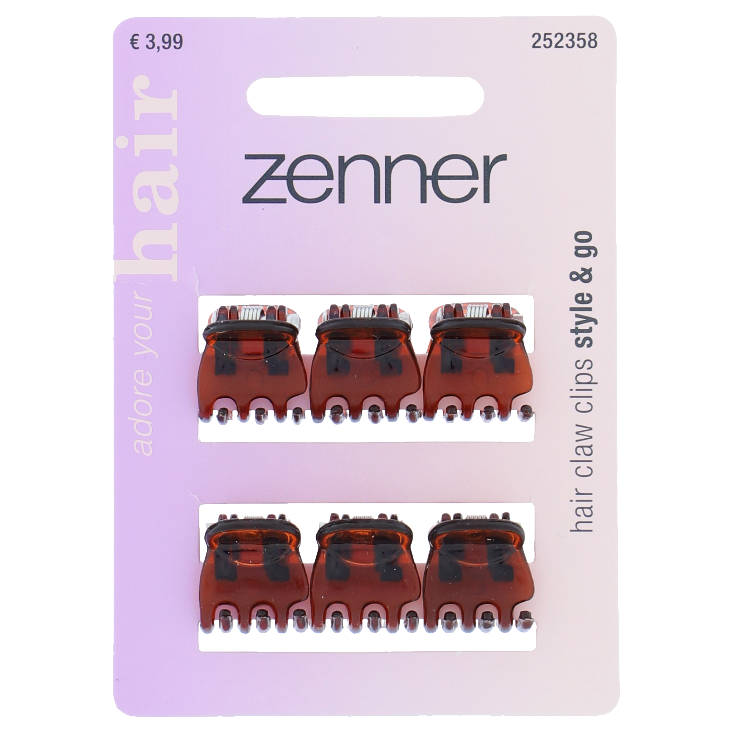Haarklem mini bruin, 6 stuks