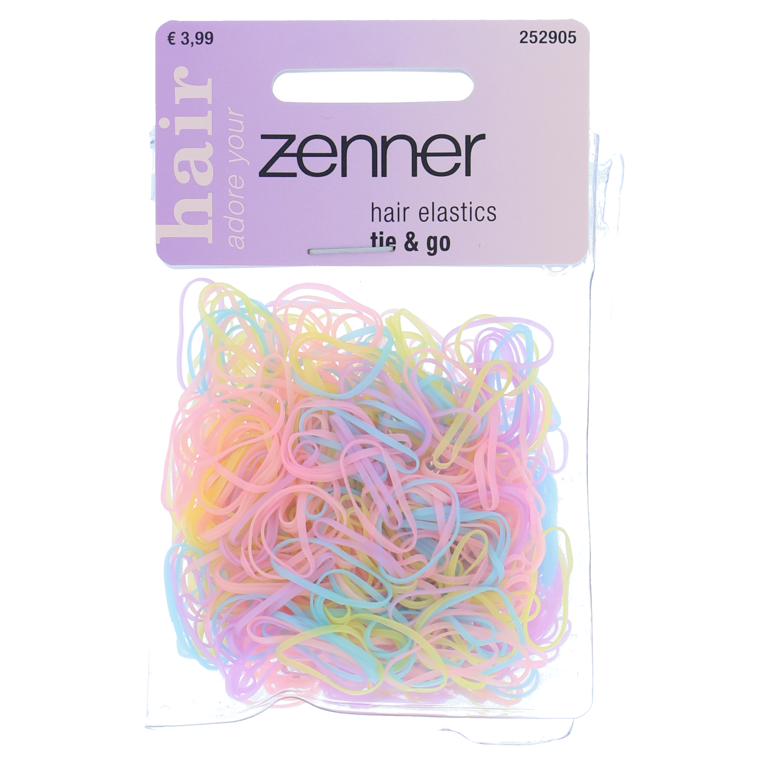 Haarelastiekjes rubber pastel in etui, 500 stuks