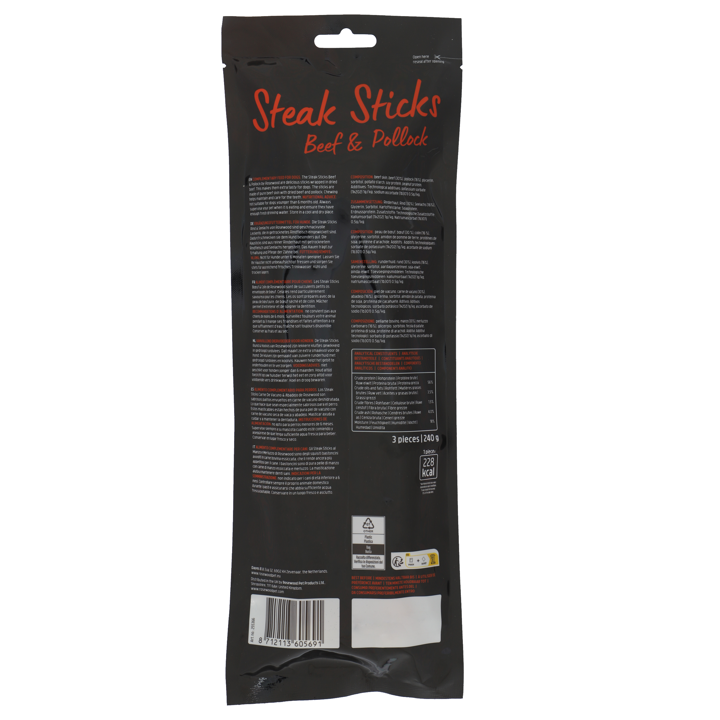 Rosewood Steak Sticks Beef L 240g