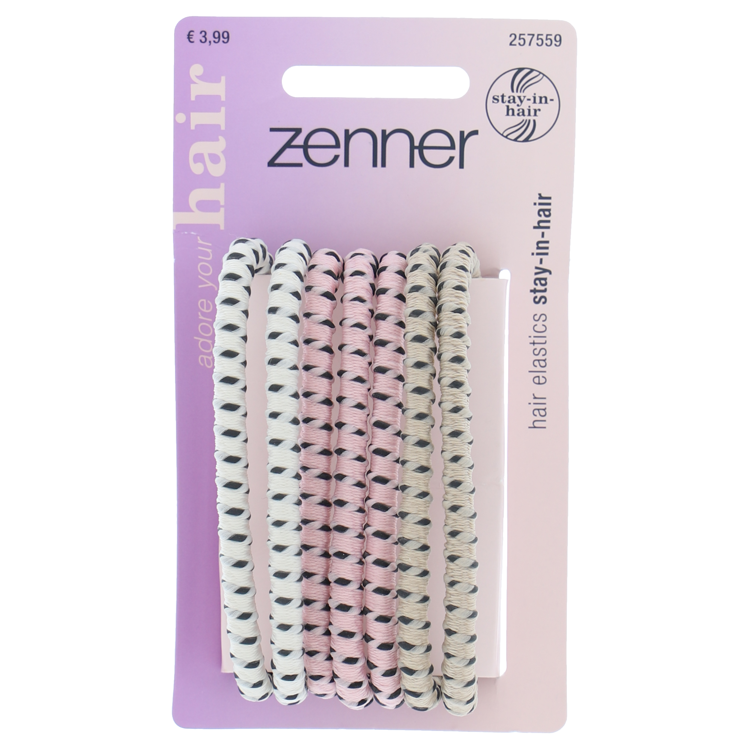 Haarelastiek stay-in-hair kleur, 7 stuks