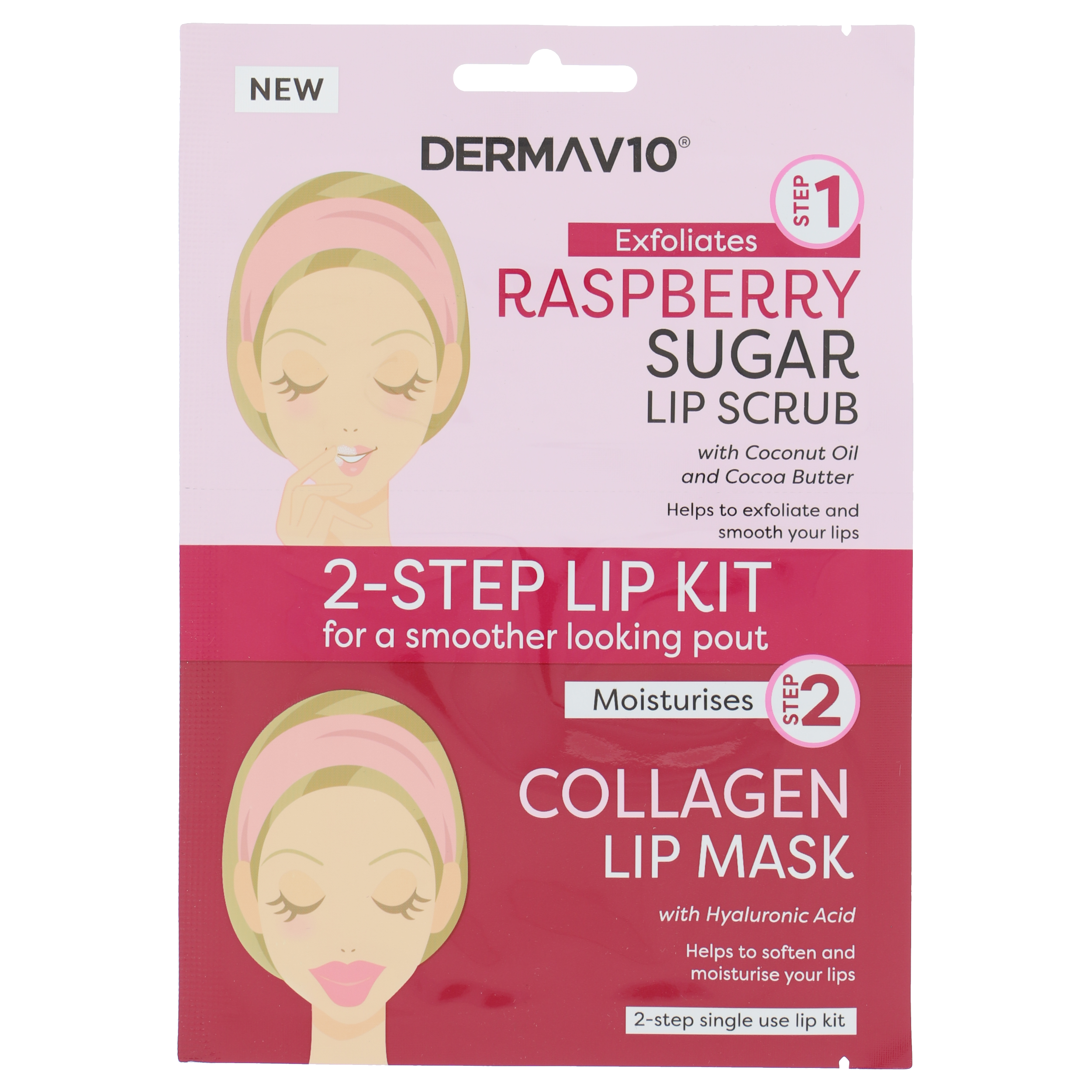 Derma V10 2-Step Lip Kit - Raspberry